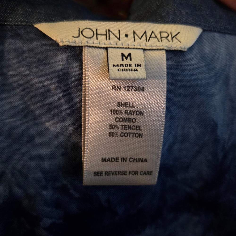 John Mark Embroidered Lace Patchwork Button-Down … - image 4